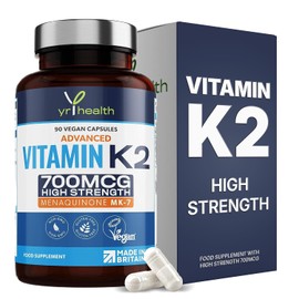 Vitamin K2 MK7 700mcg - 90 Vegan Capsules - High Strength, 90 Day Supply