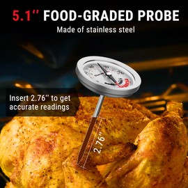 ThermoPro APT200 Instant Read Meat Thermometer for Cooking with Extra-Large 2-Inch Dial, Analog Dial Food Cooking Thermometer with 5.1" Stainless Steel Probe for Poultry, Ham, Pork, Beef and Lamb