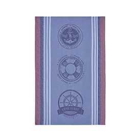 Coucke French Cotton Jacquard Towel, Nautique, 20-Inches by 30-Inches, Blue, 100% Cotton