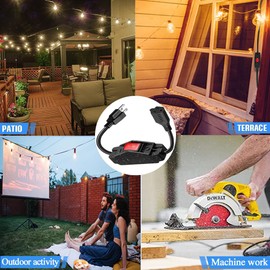 1.3ft Extension Cord with Switch, Weather Proof Extension Cord with On Off Switch, Heavy Duty 125v/250v 1625W Grounded Outlets 3 Prong Plugs with Safety Cover for Indoor/Outdoor Electrical Appliances