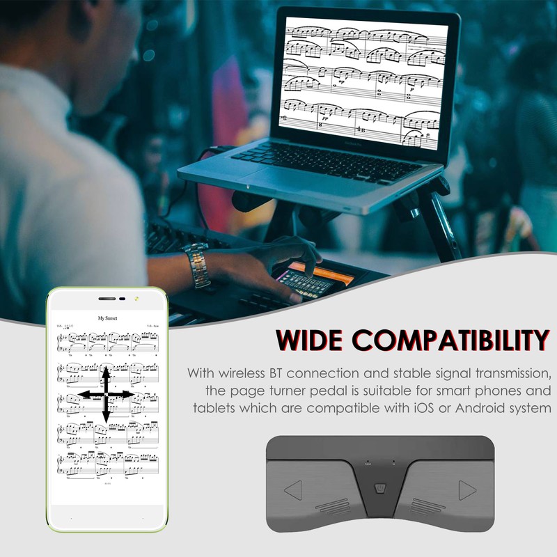 Intelligent Wireless BT Page Turner Pedal Compatible with iOS and