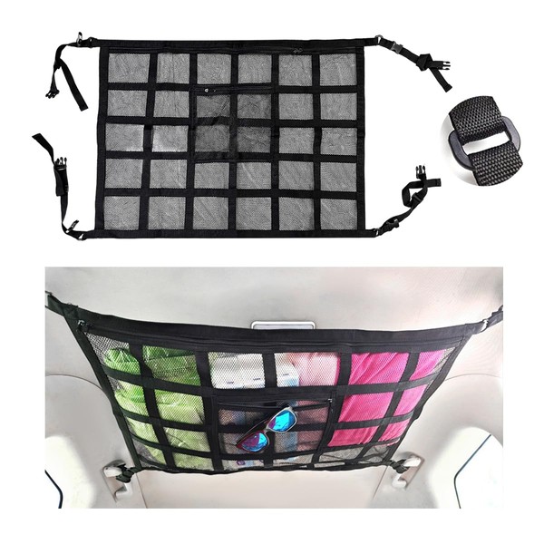 povtii Povtii Car Ceiling Cargo Net, 30.3"21.3" Mesh Auto Ceiling