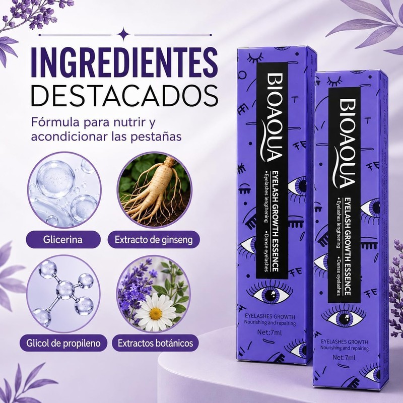 BIOAQUA Pack 2 Serum para Cejas, Pestañas, Línea del Cabello