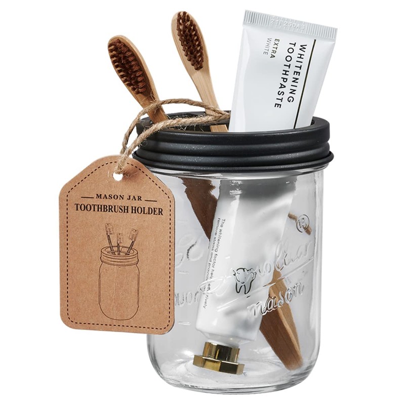 Amolliar Mason Jar Bathroom Accessories Set(4 Pcs) -Lotion Soap Dispenser