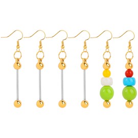 Framendino, 6 Pack Beadable Earrings Metal Dangle Simple Beaded Pendant Charm for Women (Gold)