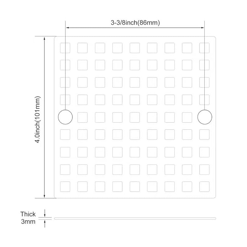 Holge Square Shower Drain Cover, 4 Inch, SUS304 Stainless Steel,