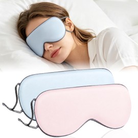 Double-Sided Sleep Mask 2 Pack, Warm Cool Two-Side Design, Soft Skin-Friendly, Adjustable Earloop, Portable Sleeping Mask for Daily & Travel Use