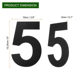 sourcing map 6 Inch Floating House Number, Stainless Steel Metal Modern House Number for Outside Address Sign for House with Nail Kit for Mailbox Yard Home Front Door (Number 5, Matte Black)