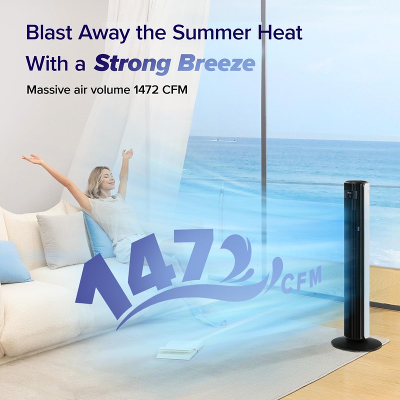 LEVOIT Classic 42-inch Tower Fan for Home, 1472 CFM Powerful