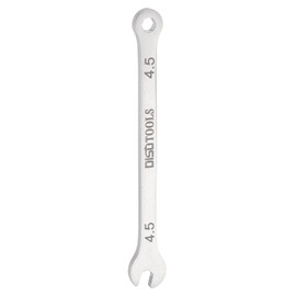 HARFINGTON Thin Combination Wrench Metric 4.5mm 6-Point Ended Box 15 Degree Offset Open End Stainless Steel, Silver Tone