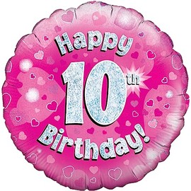 OaktreeUK Oaktree 18" Happy 10th Birthday Pink Holographic