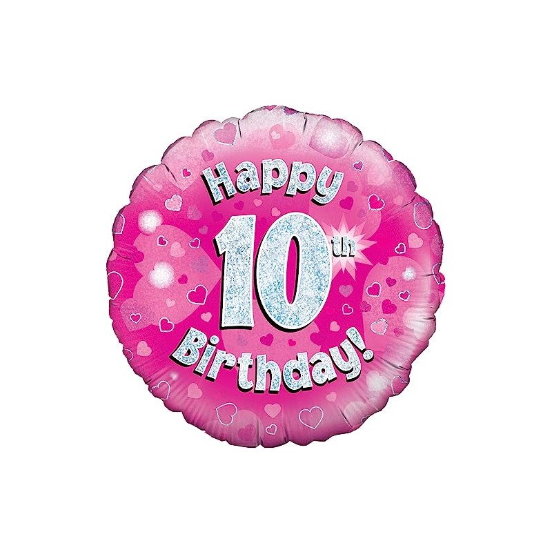 OaktreeUK Oaktree 18" Happy 10th Birthday Pink Holographic