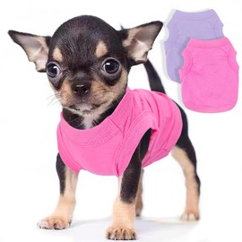 2 Pieces Dog Clothes for Small Dogs Girl Boy Spring Summer Puppy Soft Dog Shirt Solid Color Chihuahua Clothes Pet Clothing Cute Cat Clothing XXS~M (Rose,Purple, Small)