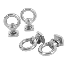 Generic 4PCS T Track Mount Tie Down Anchor, M8 Heavy Duty Ring Shaped Eye Bolt, T Track Bolts for Holding Bungee Cord Rope Hooks (Silver)