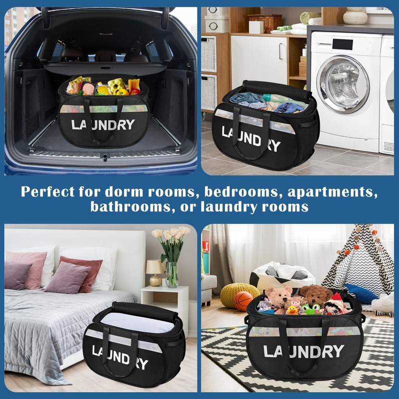 BOSNONA Large Collapsible Laundry Baskets Pop Up Laundry Hamper with