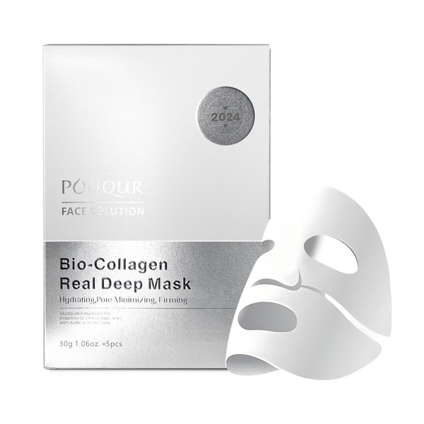 POUQUR POUQUR 5PCS Bio-Collagen Real Deep Mask, Hydrating Overnight Hydrogel