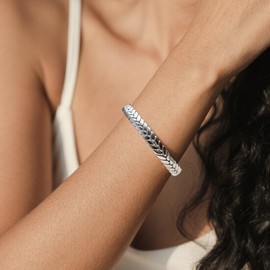 Gold Plated Open Cuff Bracelet for Women Adjustable Non Tarnish Dainty Delicate Wheat Weave Braided Twisted Bangle Stackable Jewelry Gift for Her Birthday Christmas Anniversary (Silver)