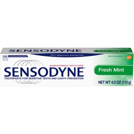 Sensodyne Fresh Mint Sensitivity Toothpaste for Sensitive Teeth and Fresh Breath, 4 Oz, Pack of 4