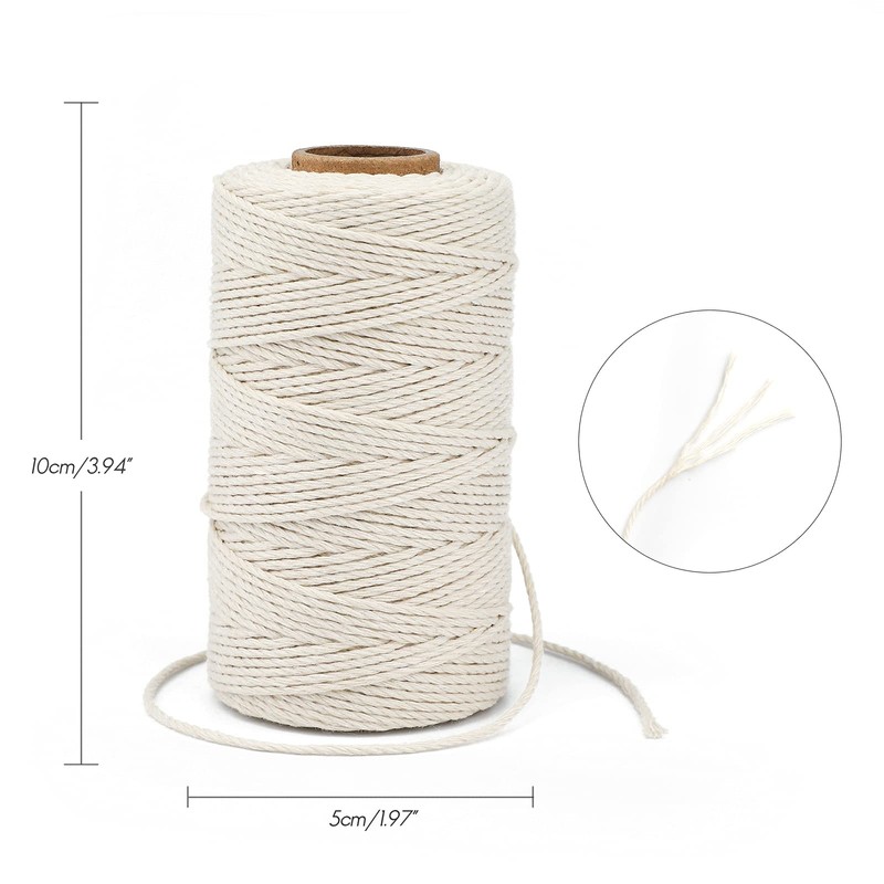 G2PLUS 100M Beige String Twine, 2MM Craft Cotton Thread Durable