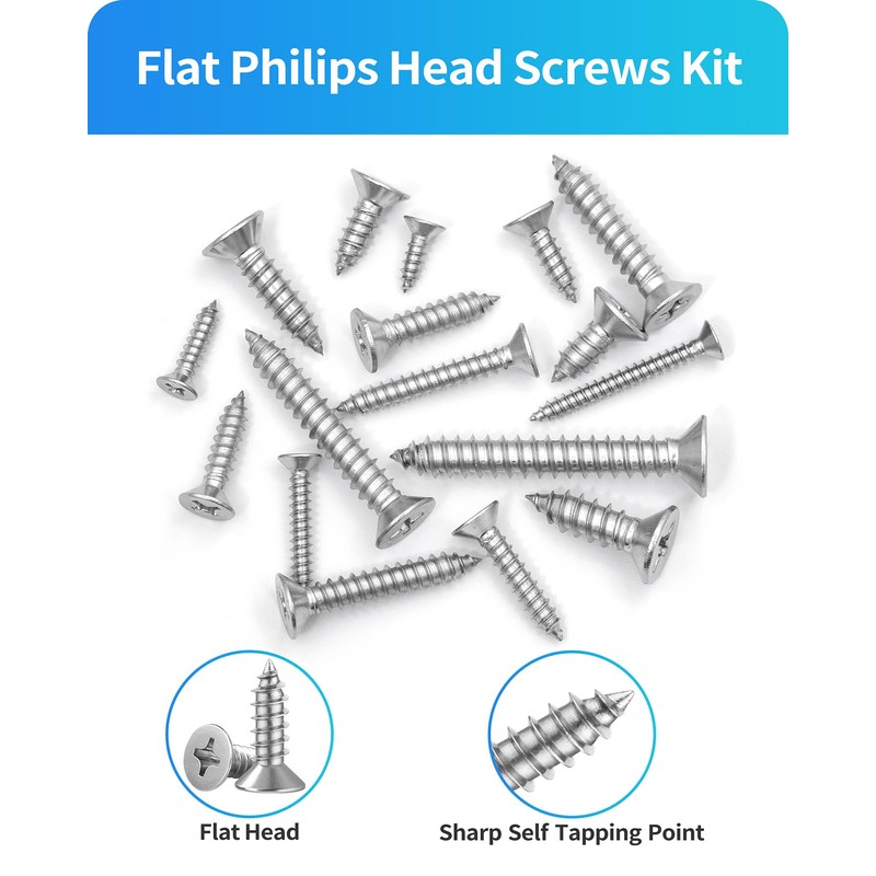 DIVANC 550Pcs 304 Stainless Steel Wood Screws Assortment Kit, Phillips