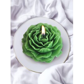 Peony Flower Shaped Candle with Scent, Soy Wax Blend Aromatherapy Candle, Gift Candle, Gifts for Women, Candles for spa, Stress Relief, Meditation, Wedding, Home Decor, Relaxing Atmosphere, (Green)