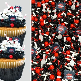 Edible Bowling Party Cake Decoration Confetti Sprinkles Cake Cookie Cupcake IceCream Donut Jimmies Quins - 4oz