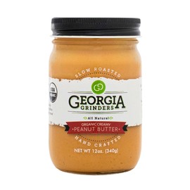 Georgia Grinders Organic Creamy Peanut Butter, Gourmet Nut Butter Spread, No Sugar Added, Vegan, Non-GMO, Gluten-Free, No Palm Oil, 12 Ounce (1 Pack)