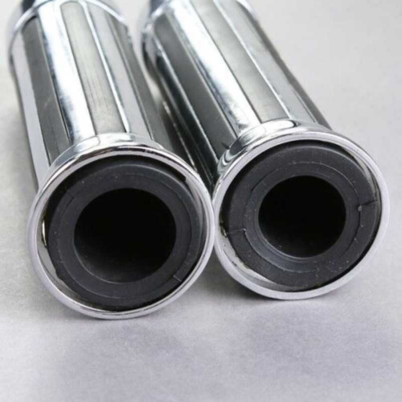 1 inch / 25mm Skull Chrome Rubber Hand Grip Motorcycle