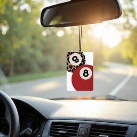 DEQSX Trendy Red Leopard Car Air Freshener 4 Pcs, Funky Girly Cheetah Print Lucky 8 Ball Lips Prints Hanging Air Freshener for Cars Closet Drawer Books, Girly Car Accessories Mirror Decor for Women