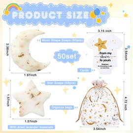 Dansib Dansib 50 Sets Baby Shower Favors Gifts Lavender Moon Twinkle Star Soaps for Guests with Thank You Cards Gender Reveal Party Decoration Women