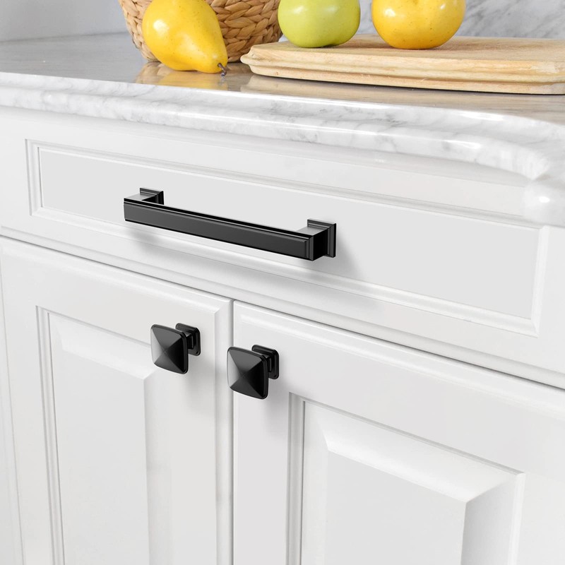 Amerdeco 30 Pack Matte Black Cabinet Pulls 5 Inch(128mm) Hole