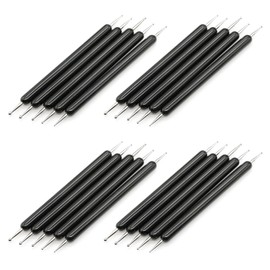 4 Set Embossing Stylus Double End Tracing Dotting Tool, 20 Pcs Ball Embossing Stylus Double End Tracing Dotting Tool for Pottery Clay Craft, Embossing Art (Black)