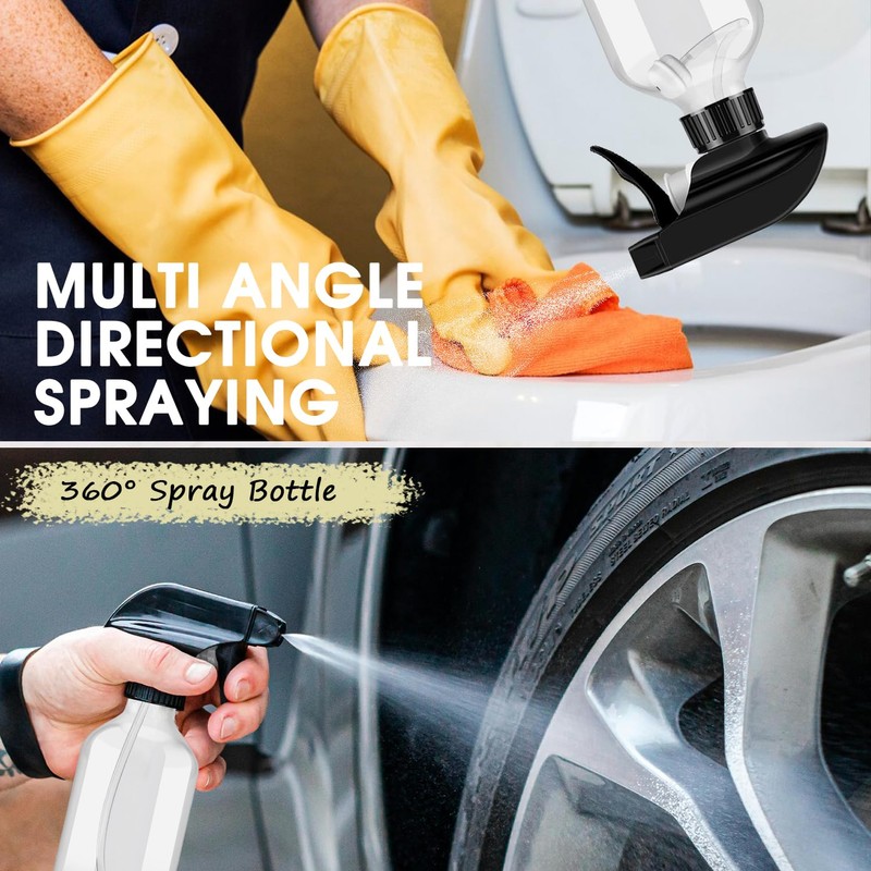 2 Packs Plastic Spray Bottles 360°Water Spray Bottle for Cleaning