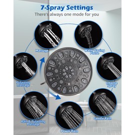 High Pressure Shower Head VMASSTONE 4.7" Rain Fixed Showerhead 7-Spray Setting with Adjustable Brass Swivel Ball Joint - Excellent Replacement for Your Bath Shower Head (FM-001 Oil Rubbed Bronze)