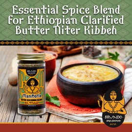 Brundo Spice Company Kibbeh Manteria | Ethiopian Spiced Butter Seasoning | Made & Imported from Ethiopia | Non-GMO & Organic | Essential for Niter Kibbeh (Ethiopian Ghee) | 2oz