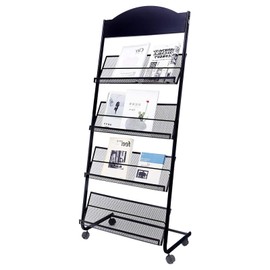 YinghaoFloor Standing Magazine Rack, 4 Layer Iron Magazine Rack Floor, Suitable for the Display of Brochures or Documents in Exhibitions, Shopping Malls, Hospitals, Offices