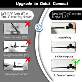 30 Pack Quick Connect 1/4" Drip Irrigation Tee Connectors, Universal Tee Fitting for 1/4 Inch Irrigation Tubing, Leak Free Fittings for Sprinkler or Drip Irrigation System