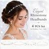4 Pcs Rhinestone Headbands for Women Silver Bridal Wedding Hair