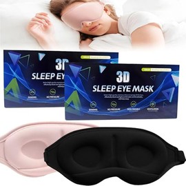 2 Máscaras para Dormir,Antifaz para Dormir de Sueño Contorno 3D,Sleep Mask 3D de Esponja para Ojos con Correa Ajustable,Cubre Ojos para Dormir Ajustable para Hombres y Mujeres,para Dormir,Yoga,Viajar