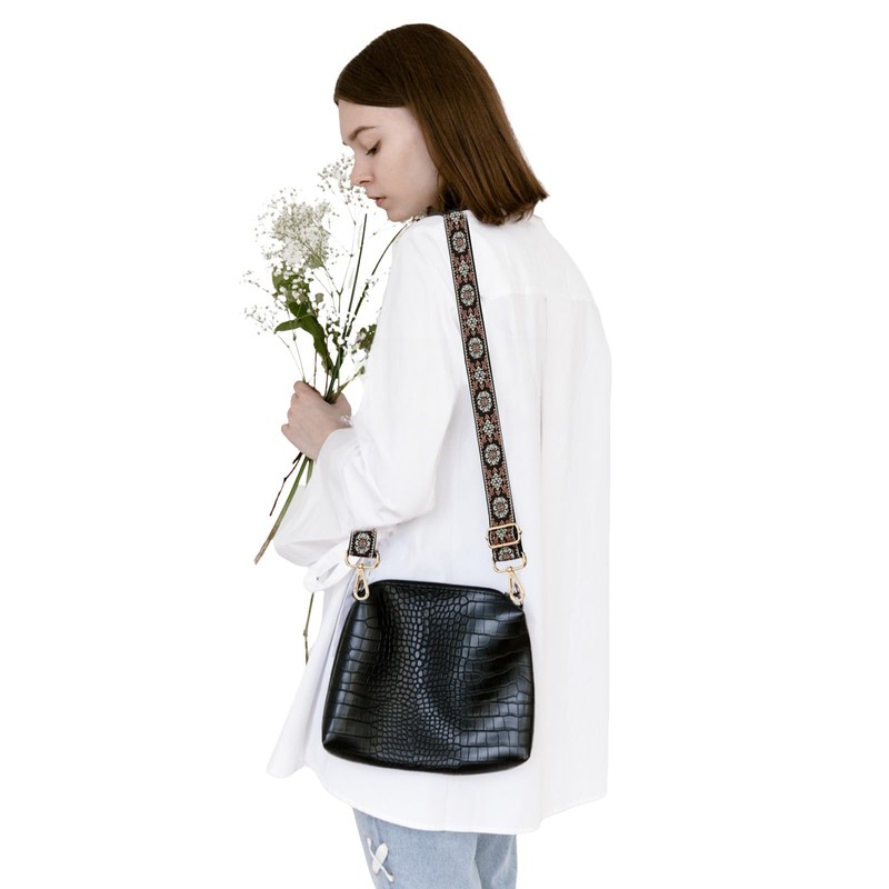 Handbag Strap Green Handbag Shoulder Adjustable Bag Straps with Embroidery