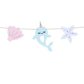 Narwhal Party bunting, Mermaid Birthday supplies, Narwhal Under the Sea Birthday Party Decorations, 1st Birthday Party, Baby Shower Party