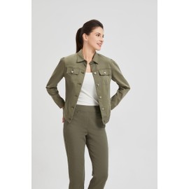 Women's Denim Jackets canual fashion chest pockets (US, Alpha, Small, Regular, Regular, KYAL-2024029-Sage)