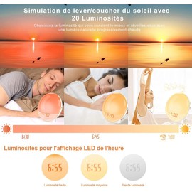 Daylight Alarm Clock, Wake Up Light, Light Alarm Clock, Bawoo Sunrise Sunset Alarm Clock Radio Alarm Clock with 7 Natural Tones, 20 Brightness, 2 Alarms, Snooze Function, FM Radio for Adults and