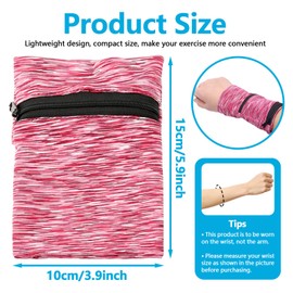 3pcs Wrist Wallet with Zip, Lightweight Phone Armband for Running, Breathable Wrist Phone Bag with 2 Pockets, Wrist Phone Holder for Sports, Travel, Hiking