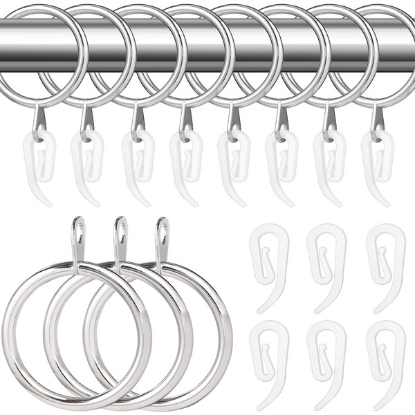 Curtain Rings 22 Set Silver Metal Curtain Rings with Curtain
