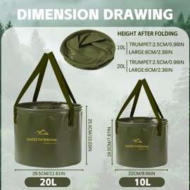 FairyPeach Outdoor Folding Bowl 10 L/20 L, Foldable Bucket for Camping, Washing Bowl, Foldable Outdoor Washing Bowl, Foldable for Sinks, as a Washing Bowl, Washing Bowl, Fishing Bucket for Sinks