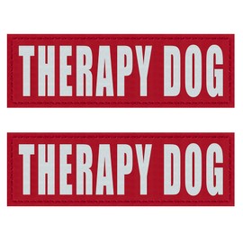 IronSeals 2 Pack Reflective Dog Vest Harness Patches, Removable Patches with Reflective Letters for Vest Harness Collar (Therapy Dog (2 Pack Red), L: 5.9"x2"/15cmx5cm)