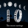 AOBOCO Sterling Silver Hoop Earrings for Men Moonphase Small Black