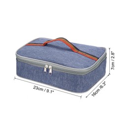 PATIKIL 9"x6"x3" Insulated Lunch Bags, Portable Food Containers Bag Flat Bento Bags Reusable Thermal Lunch Pail for Men and Women, Blue