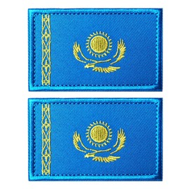 EmWoot 2PCS Kazakhstan Flag Patch Embroidered Morale Patch Military Tactical Patches Hook and Loop